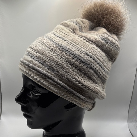 KINROSS Cashmere‎ & Blue Fox Pom Pom Beanie main image 6